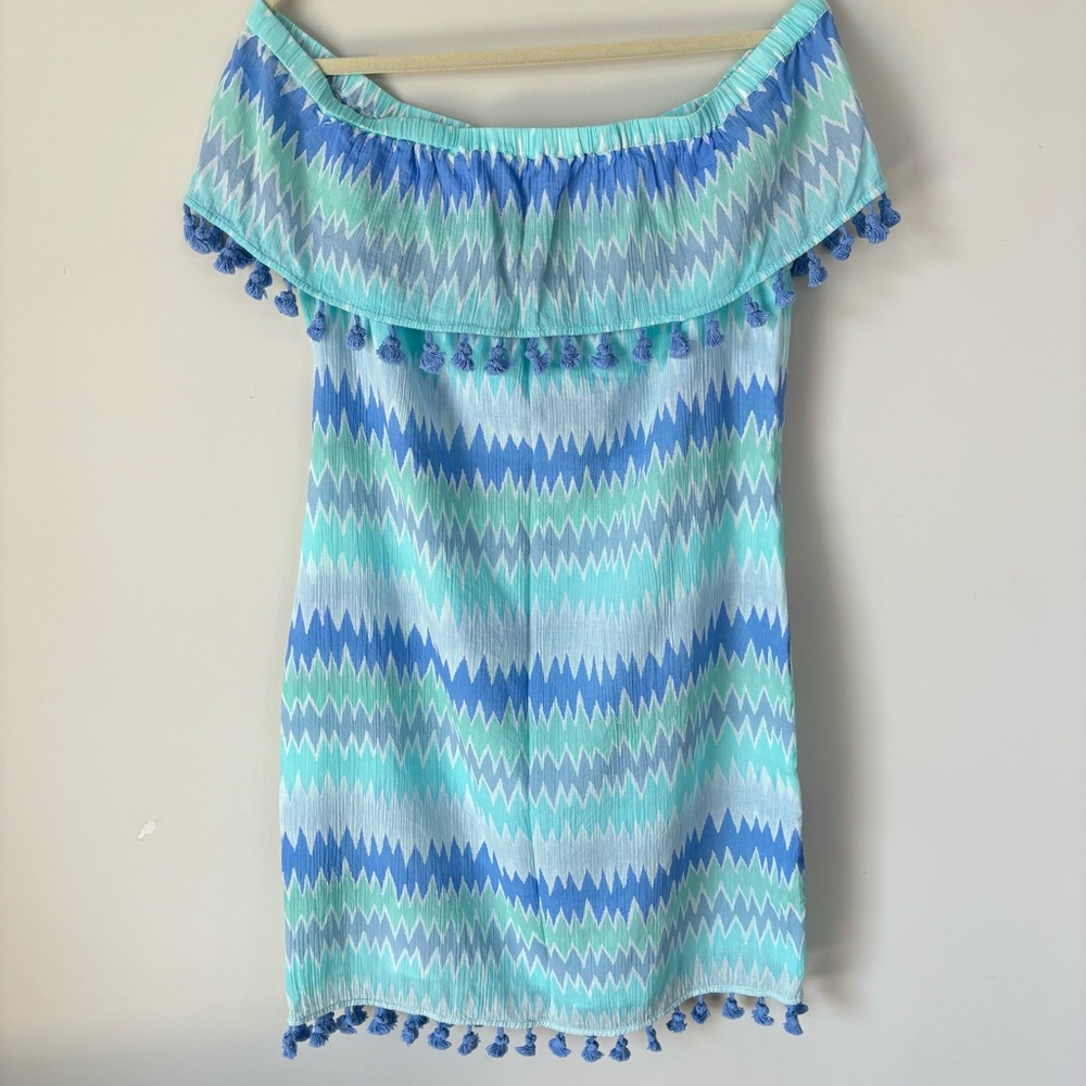 Sail to Sable Women's Off the Shoulder Pom-Pom Dress Size Large